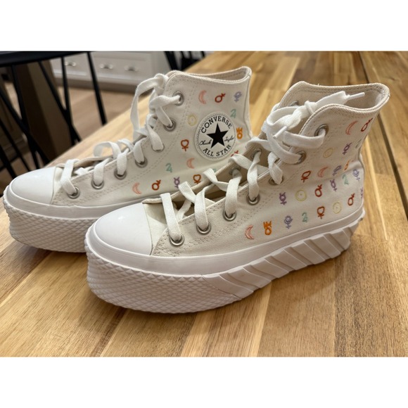 Converse Run Star Hike Platform High Top Sneakers‎ Cream Zodiac Women's - Picture 4 of 7